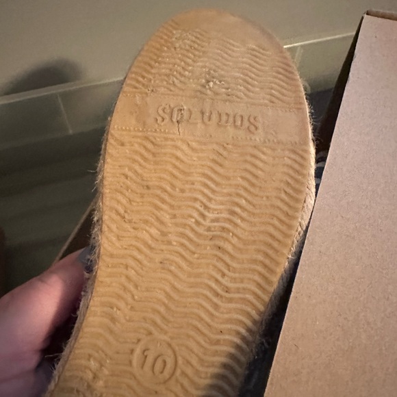 Soludos stripe espadrille flat shoe new in box size 10 - Picture 3 of 5